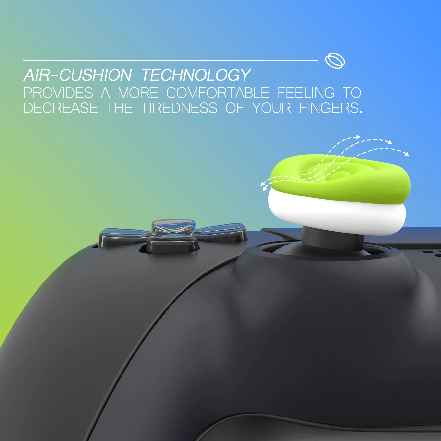 PlayVital Thumbs Cushion Caps Thumb Grips for ps5, for ps4, Thumbstick Grip Cover for Xbox Series X/S, Thumb Grip Caps for Xbox One, Elite Series 2, for Switch Pro Controller - Bright Green & Robot White - PJM3040