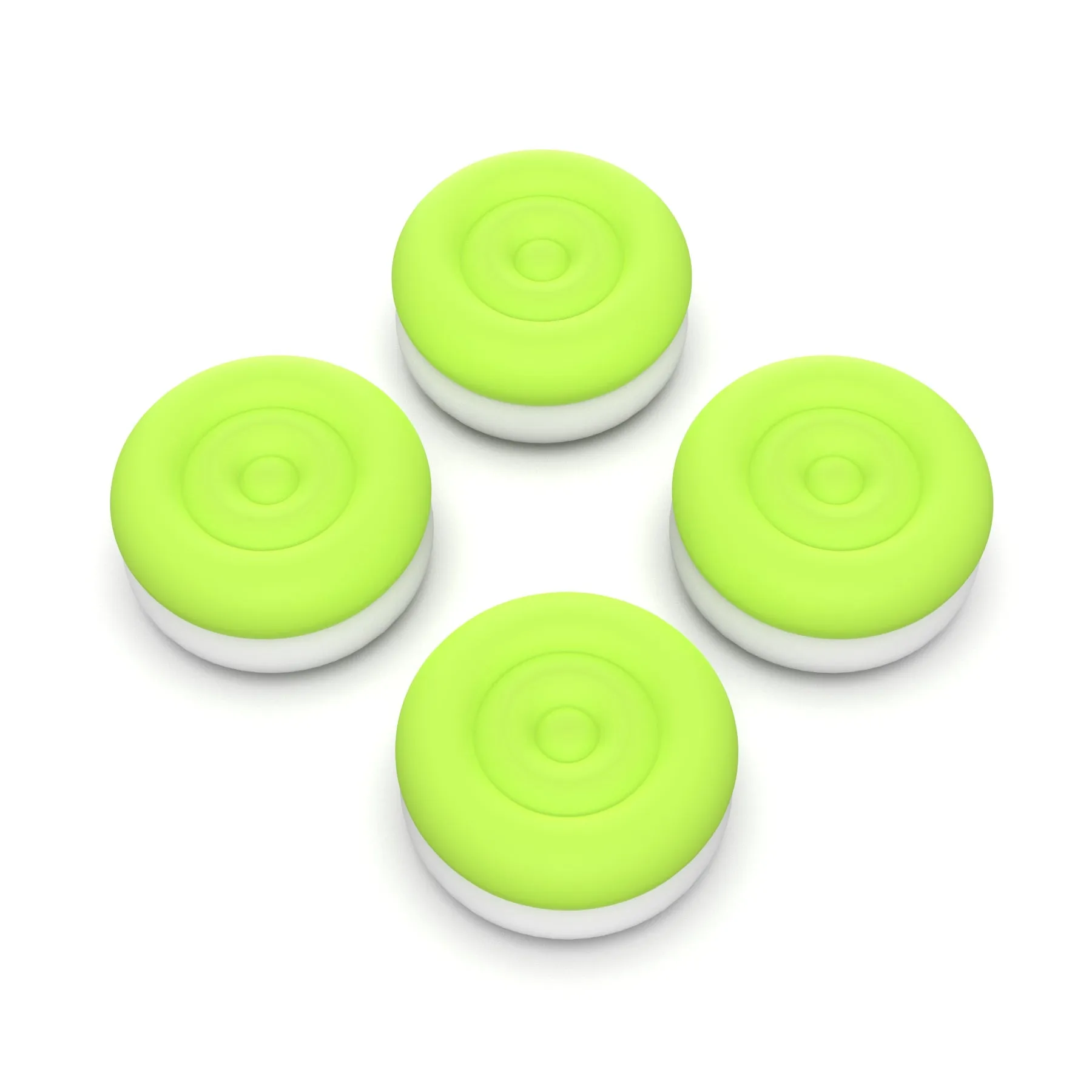 PlayVital Thumbs Cushion Caps Thumb Grips for ps5, for ps4, Thumbstick Grip Cover for Xbox Series X/S, Thumb Grip Caps for Xbox One, Elite Series 2, for Switch Pro Controller - Bright Green & Robot White - PJM3040