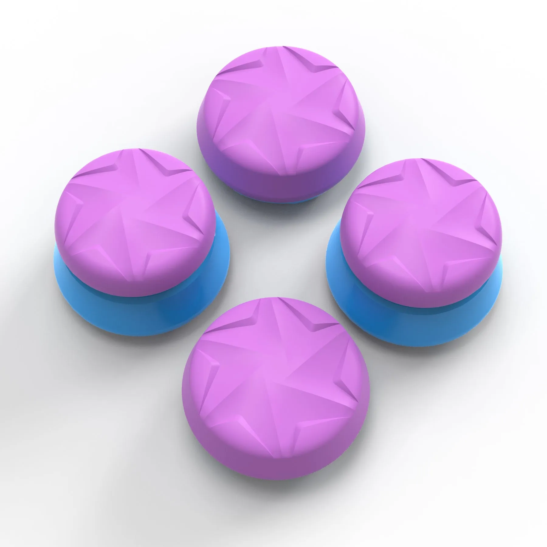 PlayVital Thumbs Pro RAZOR Thumbstick Extender for Xbox Core Controller, for Xbox Series X/S Controller, Joystick Caps for Xbox One Controller - 2 High Raise & 2 Mid Raise Dome - Orchid Purple & Heaven Blue - PJM5008