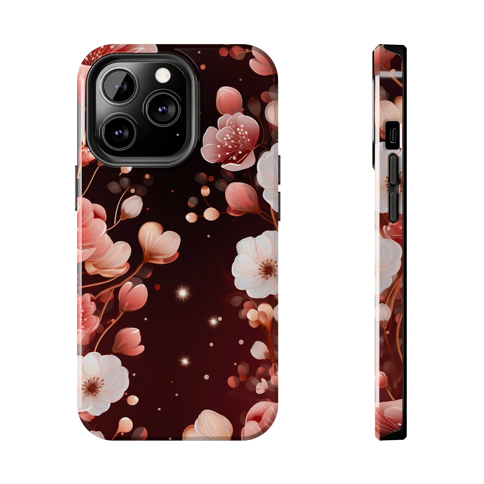 Pretty Pink Flowers Pattern Design Tough Phone Case compatible with a large variety of iPhone models, Gift, Phone Case