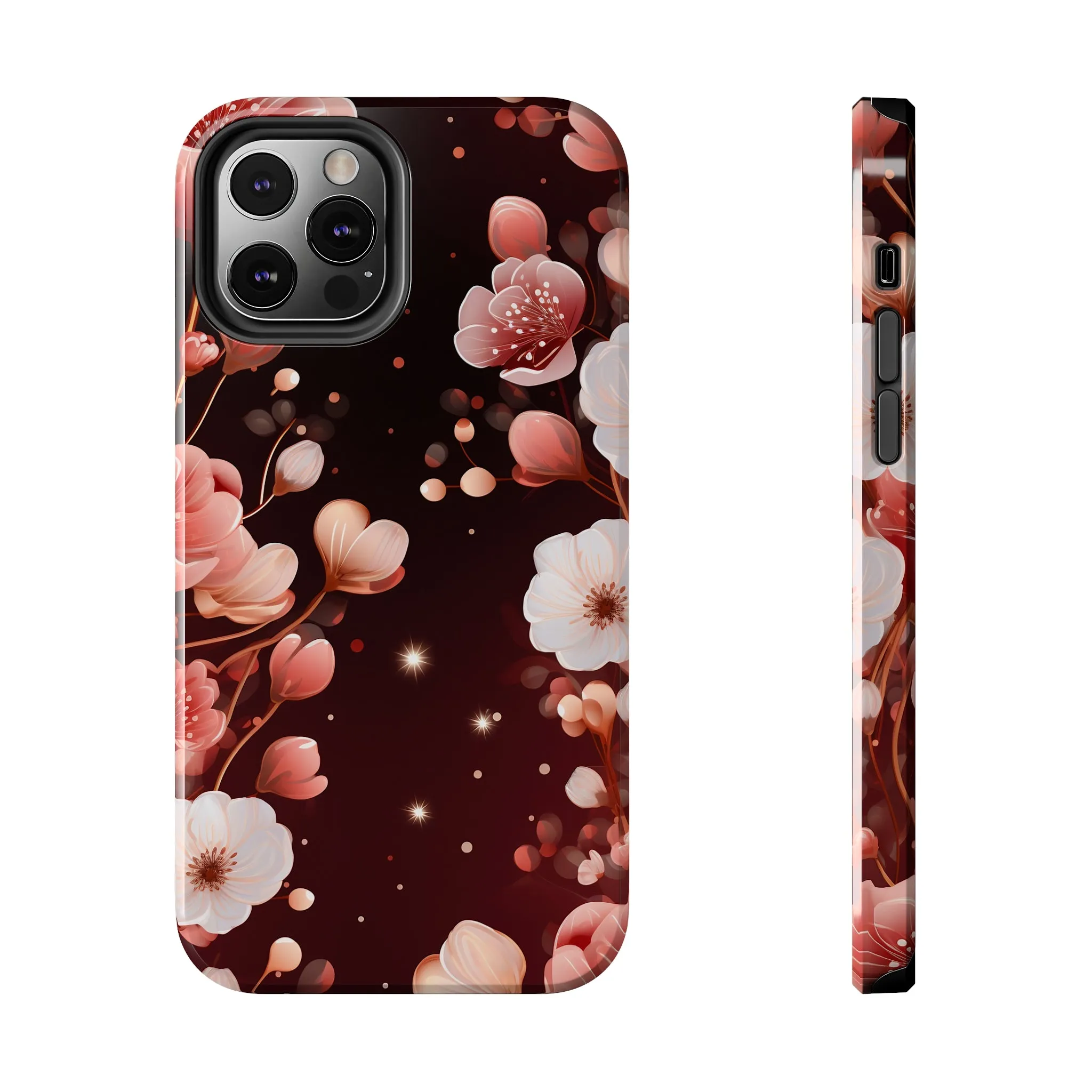 Pretty Pink Flowers Pattern Design Tough Phone Case compatible with a large variety of iPhone models, Gift, Phone Case