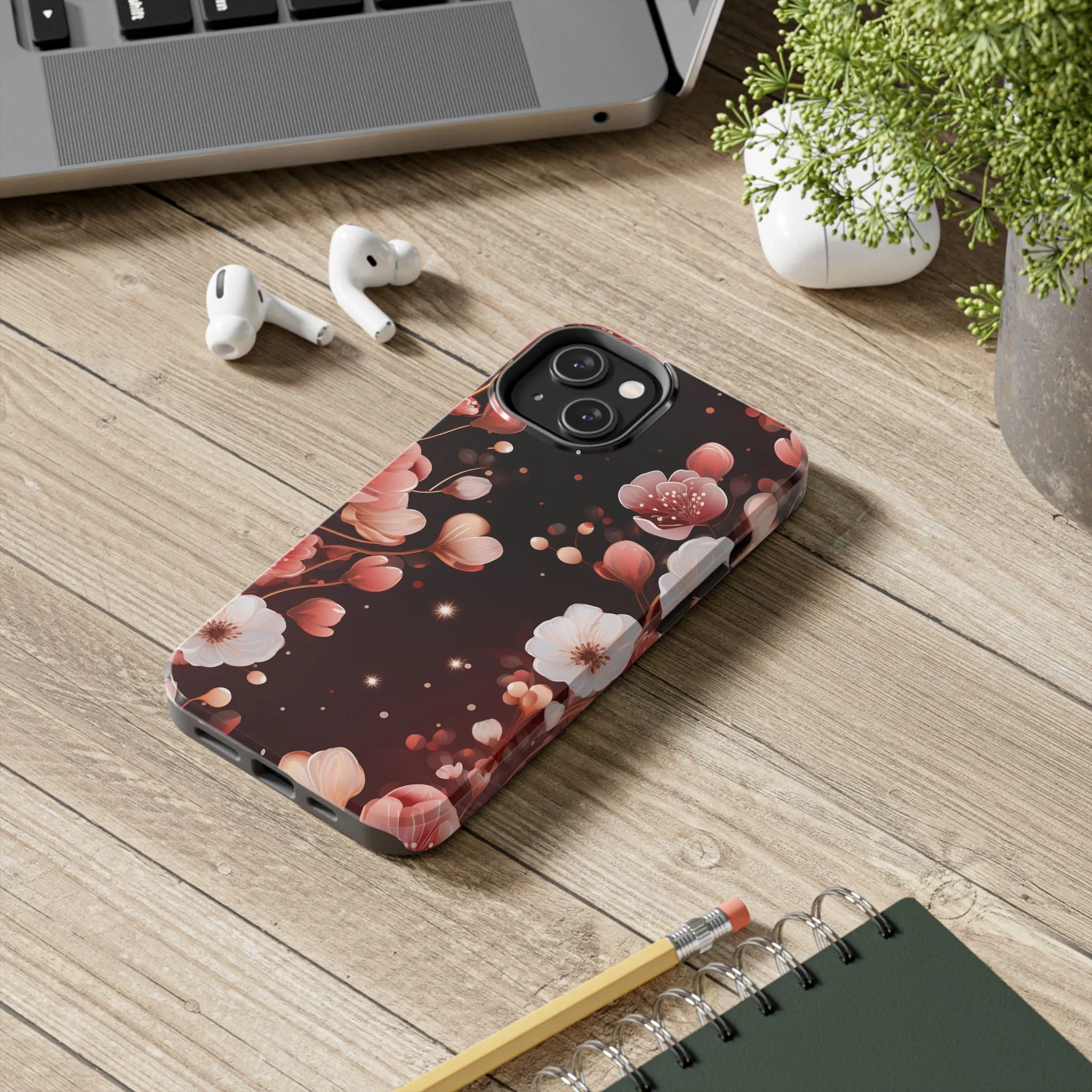 Pretty Pink Flowers Pattern Design Tough Phone Case compatible with a large variety of iPhone models, Gift, Phone Case