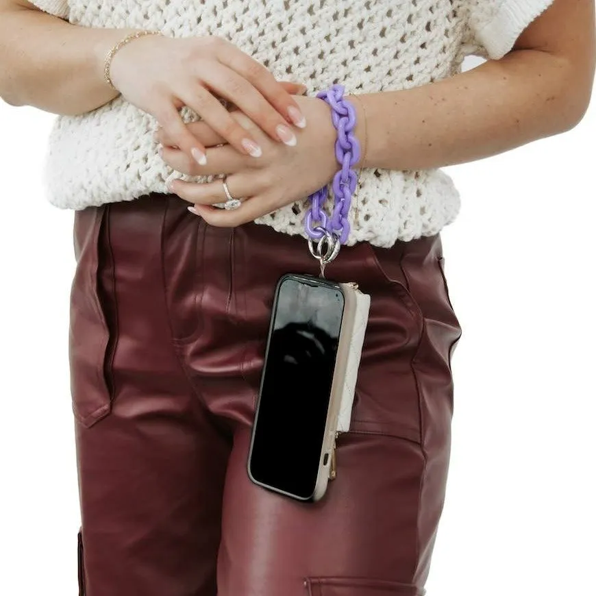 Pretty Simple | Wren Wristlet Acrylic Phone Chain Strap: Purple