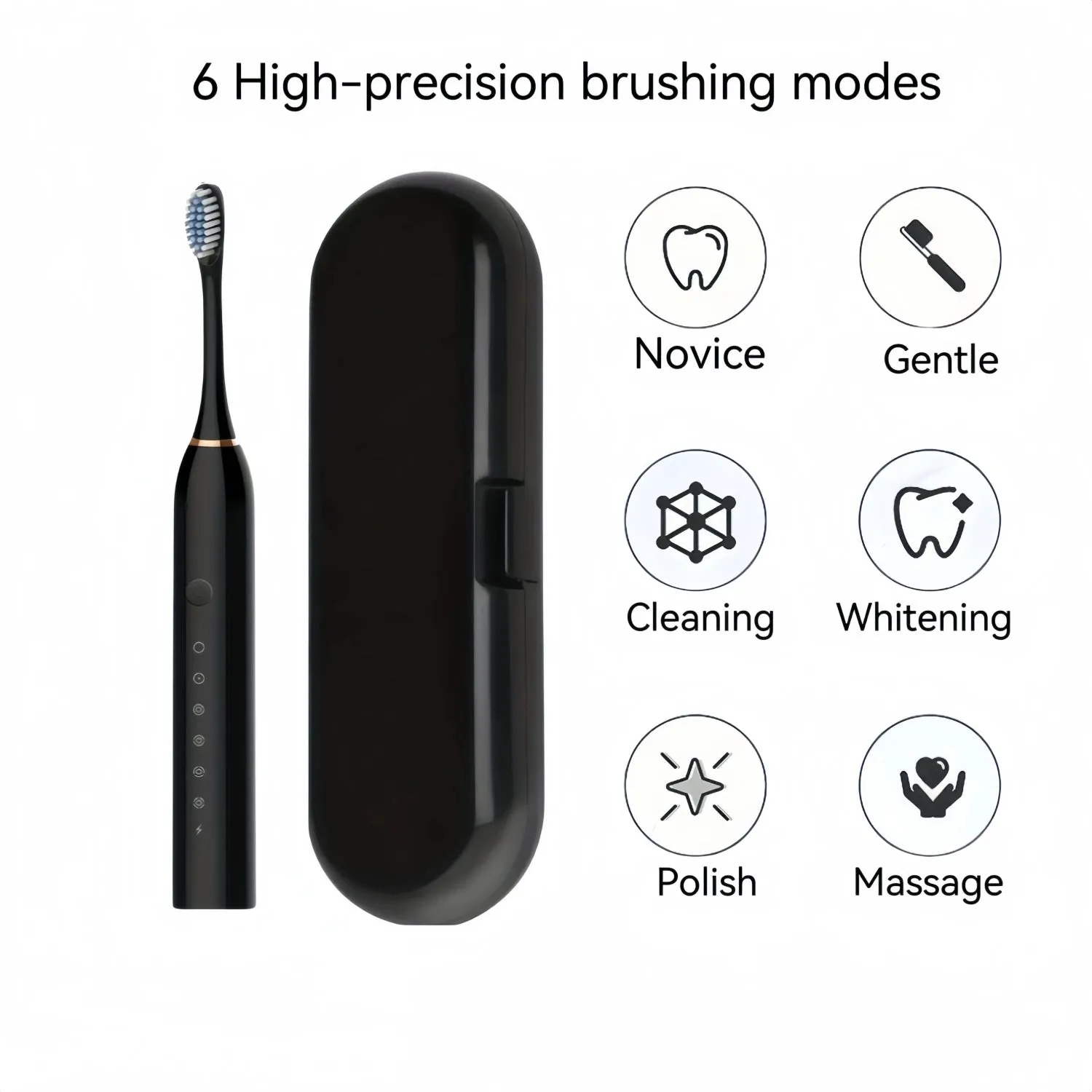 Rechargeable Electric Powered Toothbrush with Travel Case, 8 Brush Heads & USB Rechargeable Tooth Brush Deep Clean Oral Care -6