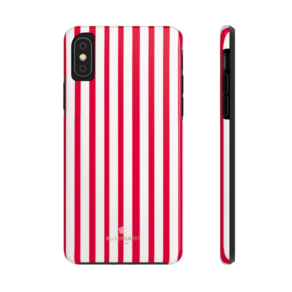 Red Striped iPhone Case, Modern Stripes Designer Case Mate Tough Samsung Galaxy Phone Cases