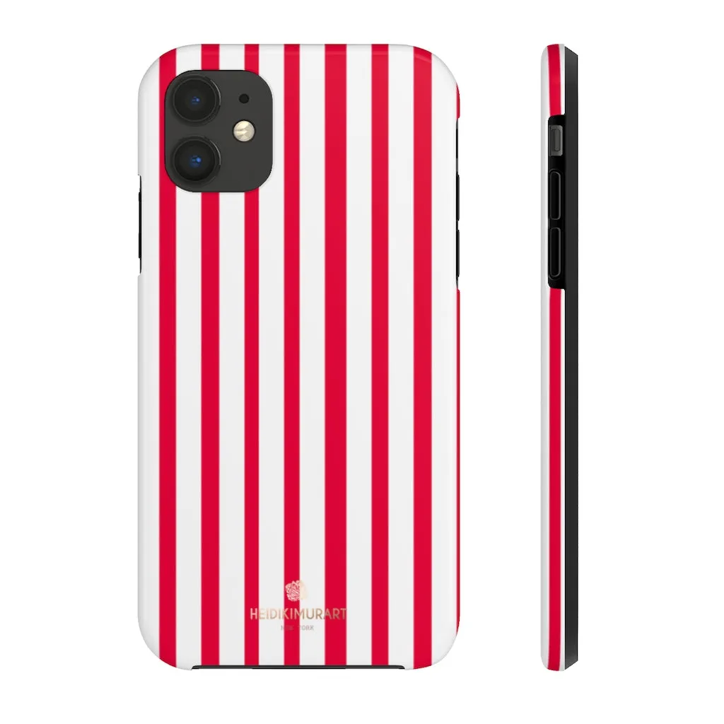 Red Striped iPhone Case, Modern Stripes Designer Case Mate Tough Samsung Galaxy Phone Cases