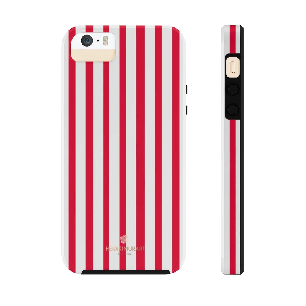 Red Striped iPhone Case, Modern Stripes Designer Case Mate Tough Samsung Galaxy Phone Cases