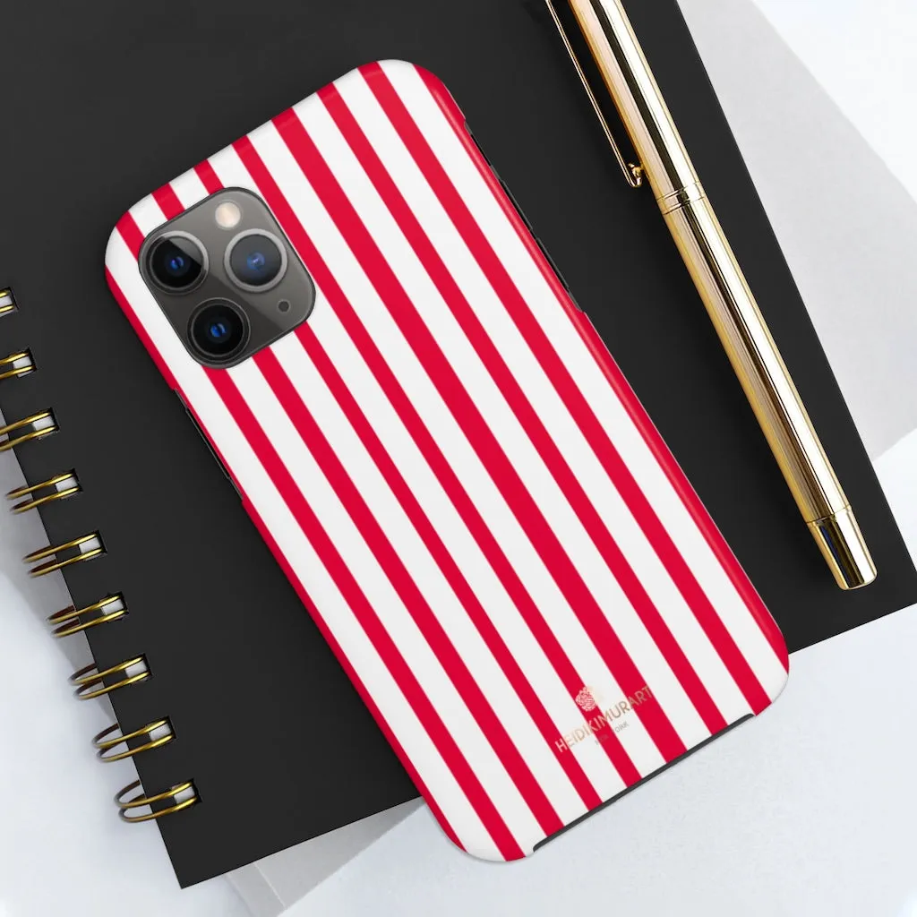 Red Striped iPhone Case, Modern Stripes Designer Case Mate Tough Samsung Galaxy Phone Cases