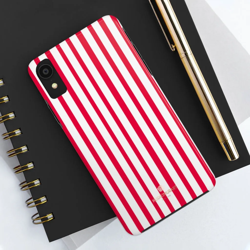 Red Striped iPhone Case, Modern Stripes Designer Case Mate Tough Samsung Galaxy Phone Cases