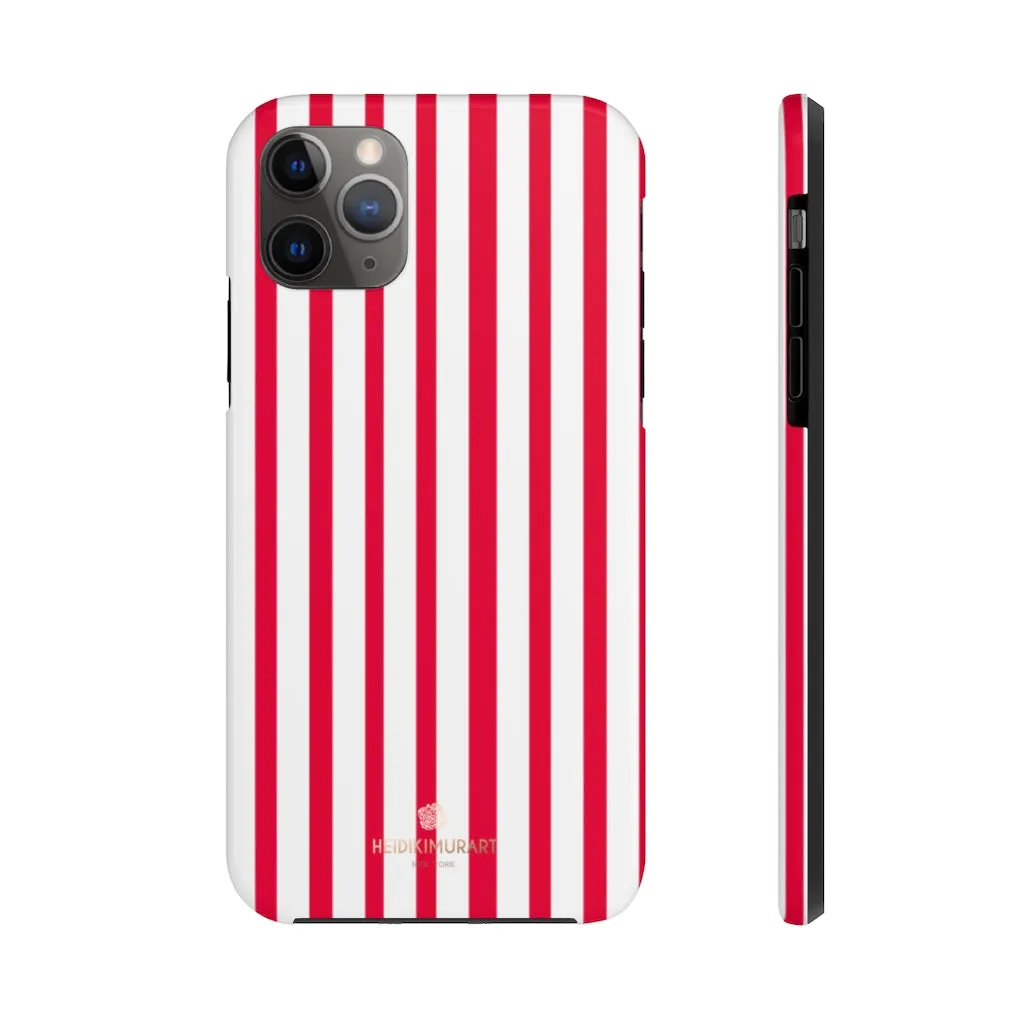 Red Striped iPhone Case, Modern Stripes Designer Case Mate Tough Samsung Galaxy Phone Cases