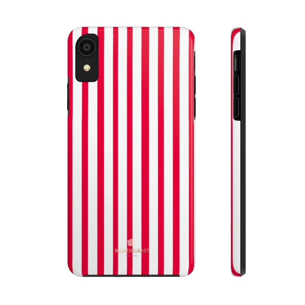 Red Striped iPhone Case, Modern Stripes Designer Case Mate Tough Samsung Galaxy Phone Cases