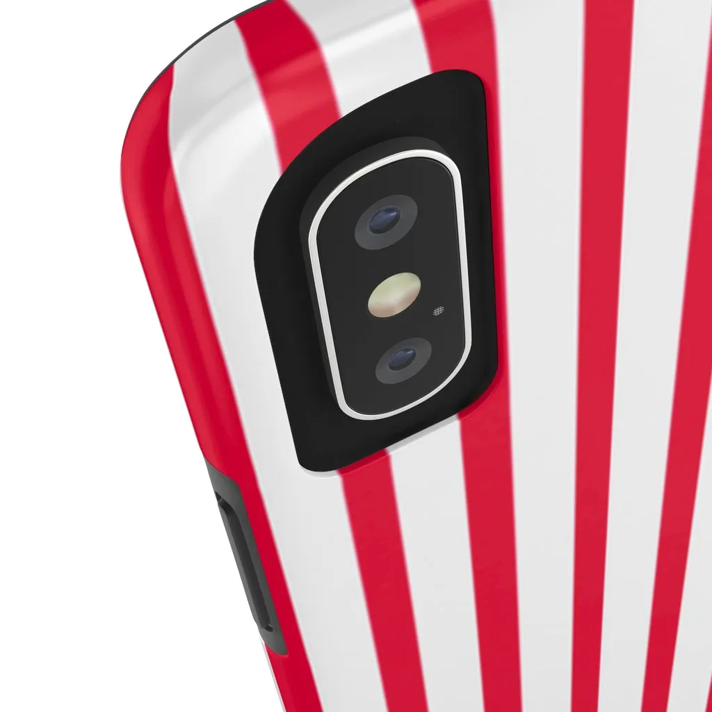 Red Striped iPhone Case, Modern Stripes Designer Case Mate Tough Samsung Galaxy Phone Cases