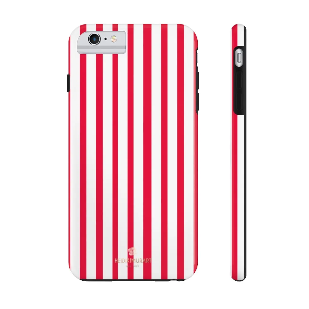 Red Striped iPhone Case, Modern Stripes Designer Case Mate Tough Samsung Galaxy Phone Cases