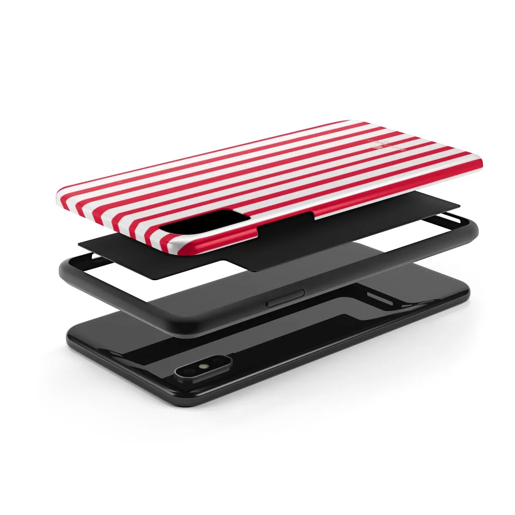 Red Striped iPhone Case, Modern Stripes Designer Case Mate Tough Samsung Galaxy Phone Cases