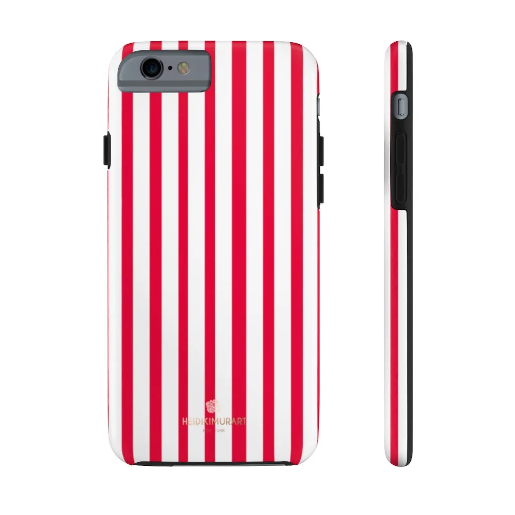 Red Striped iPhone Case, Modern Stripes Designer Case Mate Tough Samsung Galaxy Phone Cases