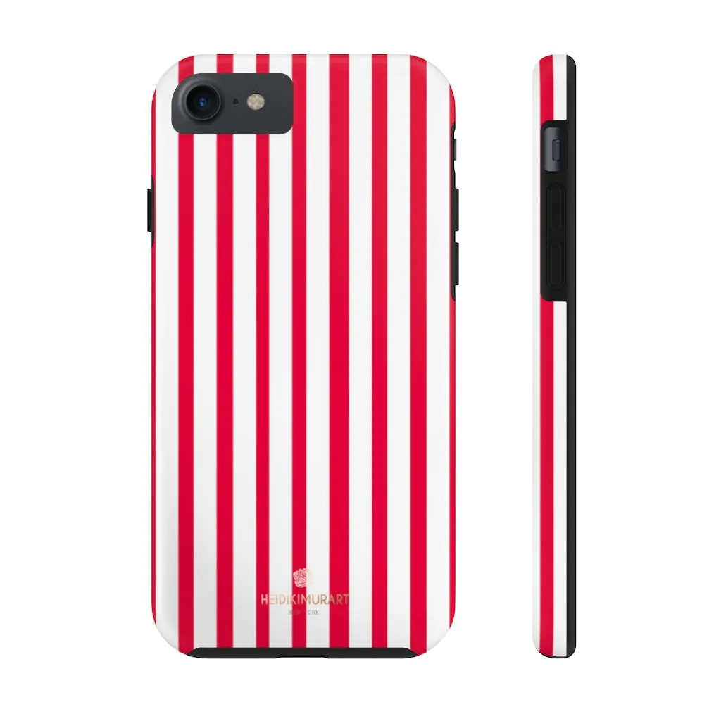 Red Striped iPhone Case, Modern Stripes Designer Case Mate Tough Samsung Galaxy Phone Cases