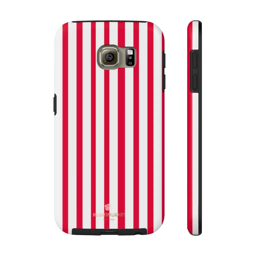 Red Striped iPhone Case, Modern Stripes Designer Case Mate Tough Samsung Galaxy Phone Cases