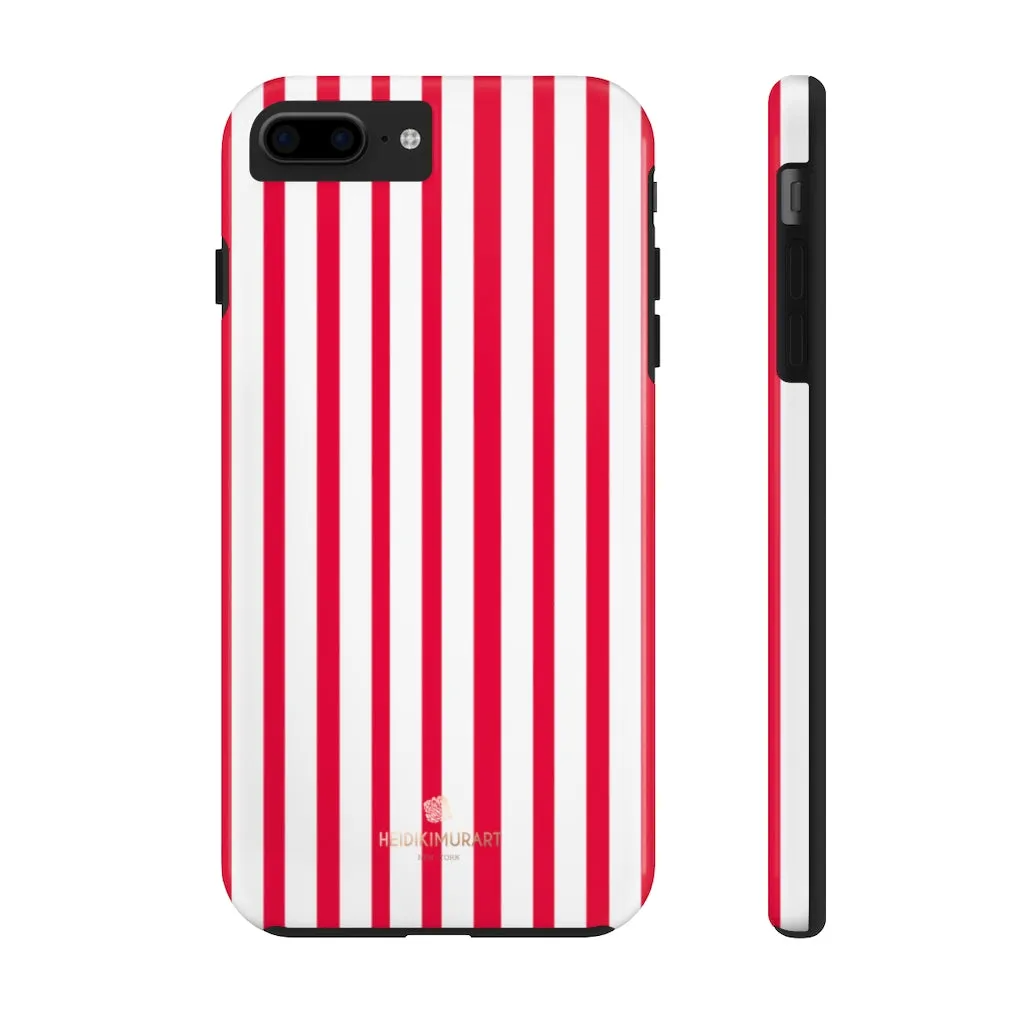 Red Striped iPhone Case, Modern Stripes Designer Case Mate Tough Samsung Galaxy Phone Cases