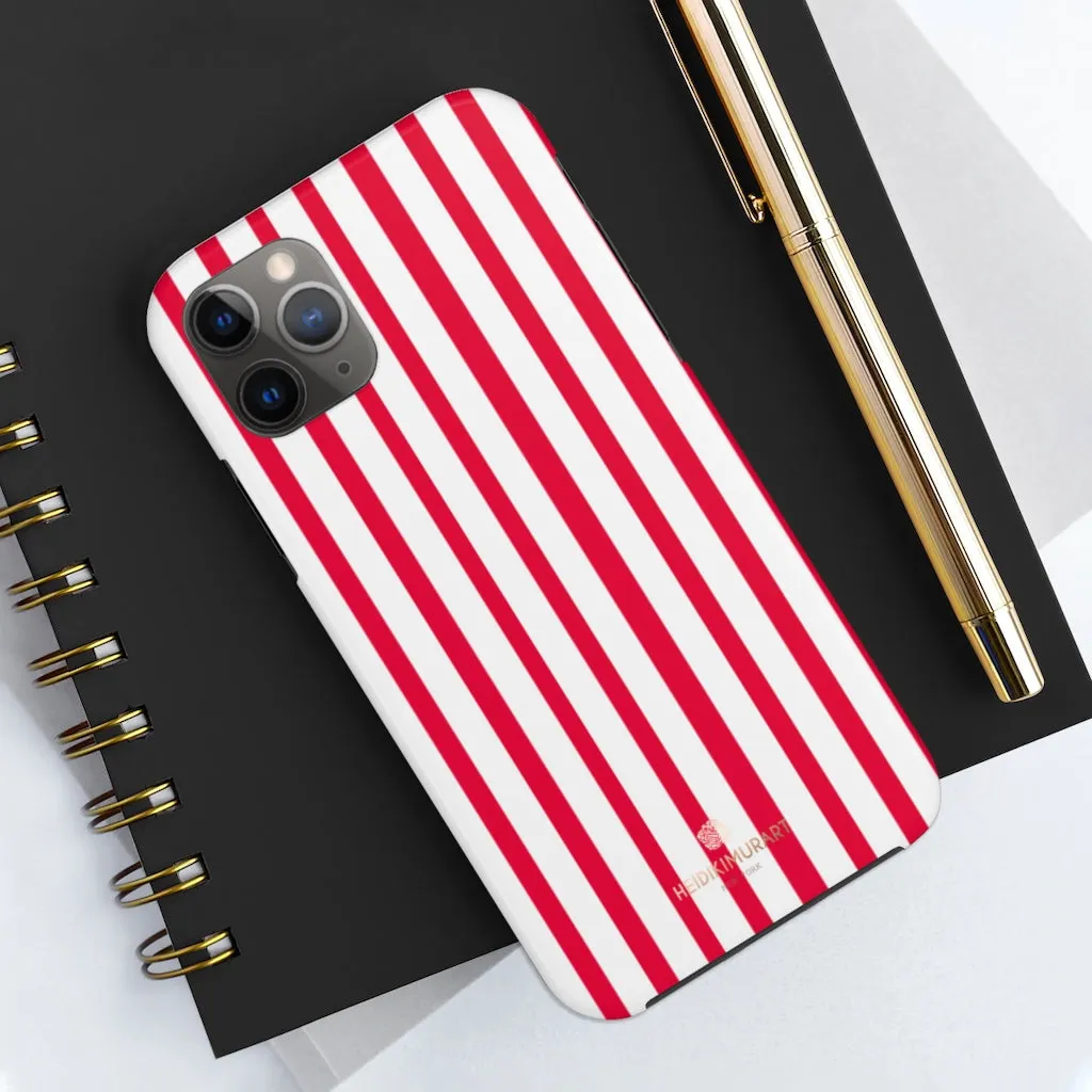 Red Striped iPhone Case, Modern Stripes Designer Case Mate Tough Samsung Galaxy Phone Cases