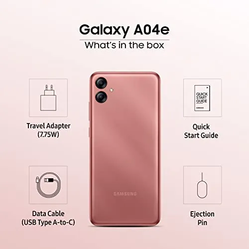 Samsung Galaxy A04e (Copper, 3GB, 64GB Storage) | 13 MP Rear Camera| Face Unlock | Upto 7GB RAM with RAM Plus | MediaTek Helio P35 | 5000 mAh Battery