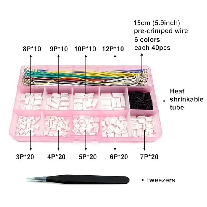 SH1.0 Connectors and Pre-Crimped Silicone Cables Compatible with JST SH 1.0mm for F4 Pro F7 Racing drone 15cm Wire