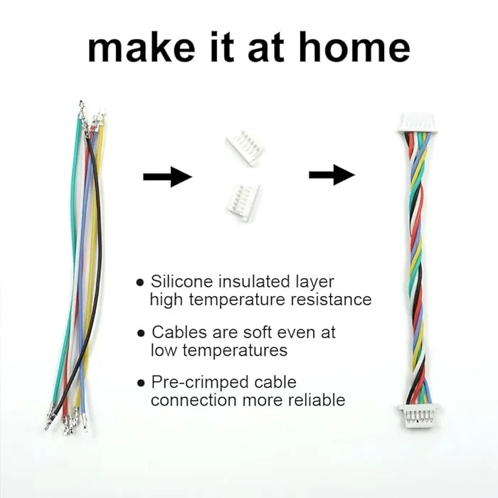 SH1.0 Connectors and Pre-Crimped Silicone Cables Compatible with JST SH 1.0mm for F4 Pro F7 Racing drone 15cm Wire