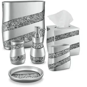 Silver Mosaic 6 Piece Bathroom Accessories Set