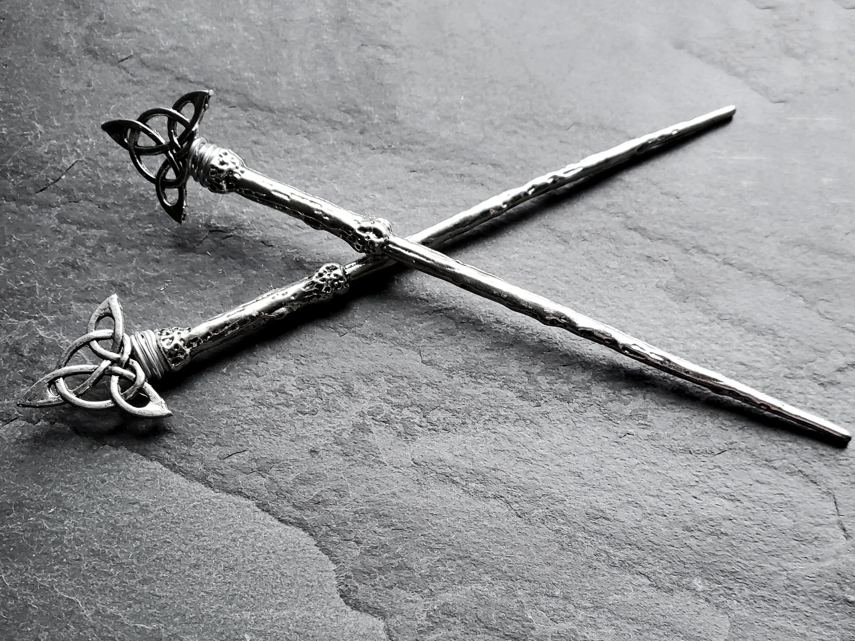 Silver Triquetra Hair Sticks Hair Jewelry for Witches