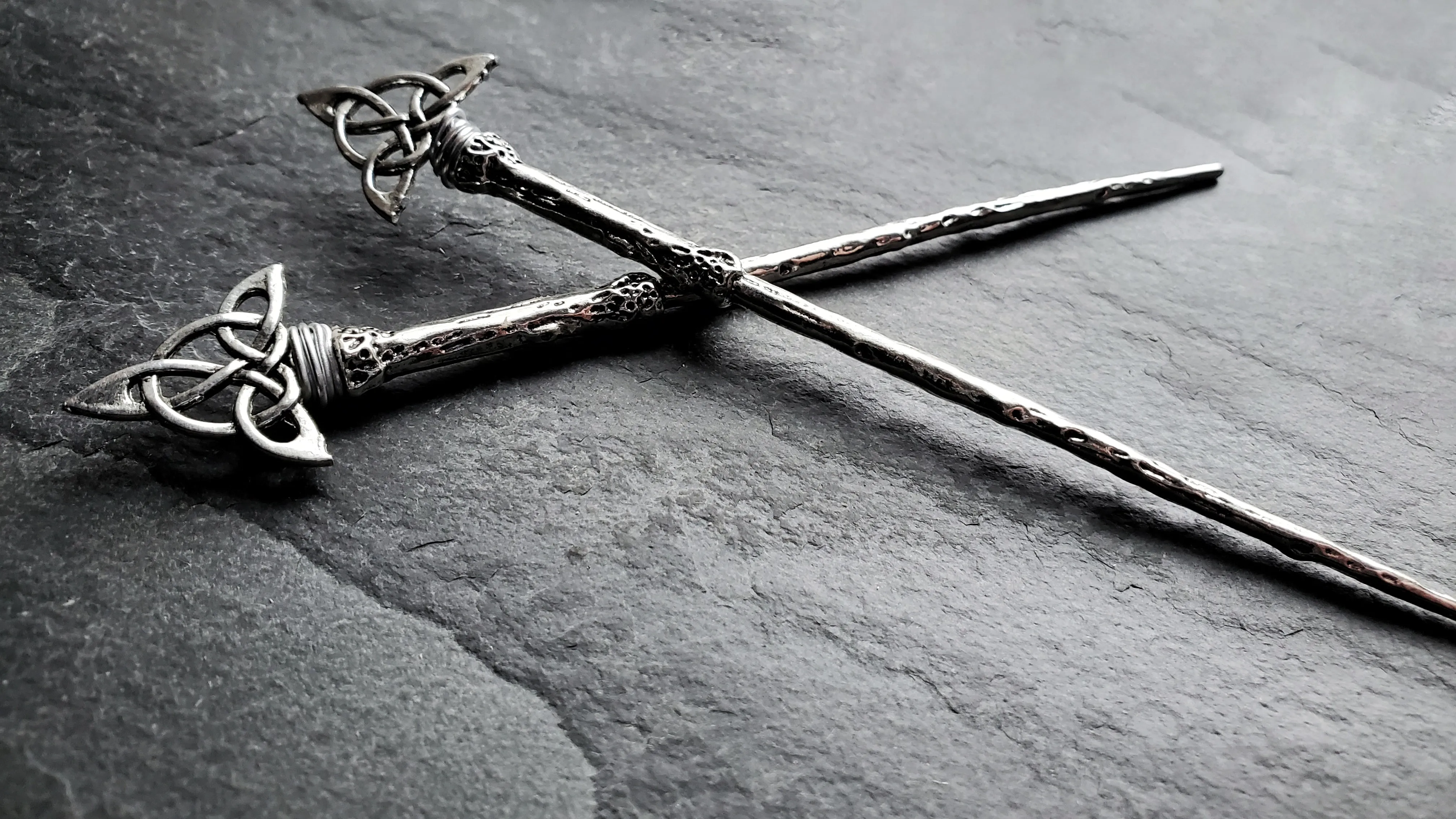 Silver Triquetra Hair Sticks Hair Jewelry for Witches