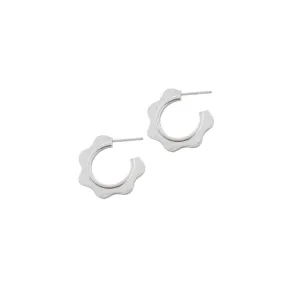 Silver Wave Hoop Earrings