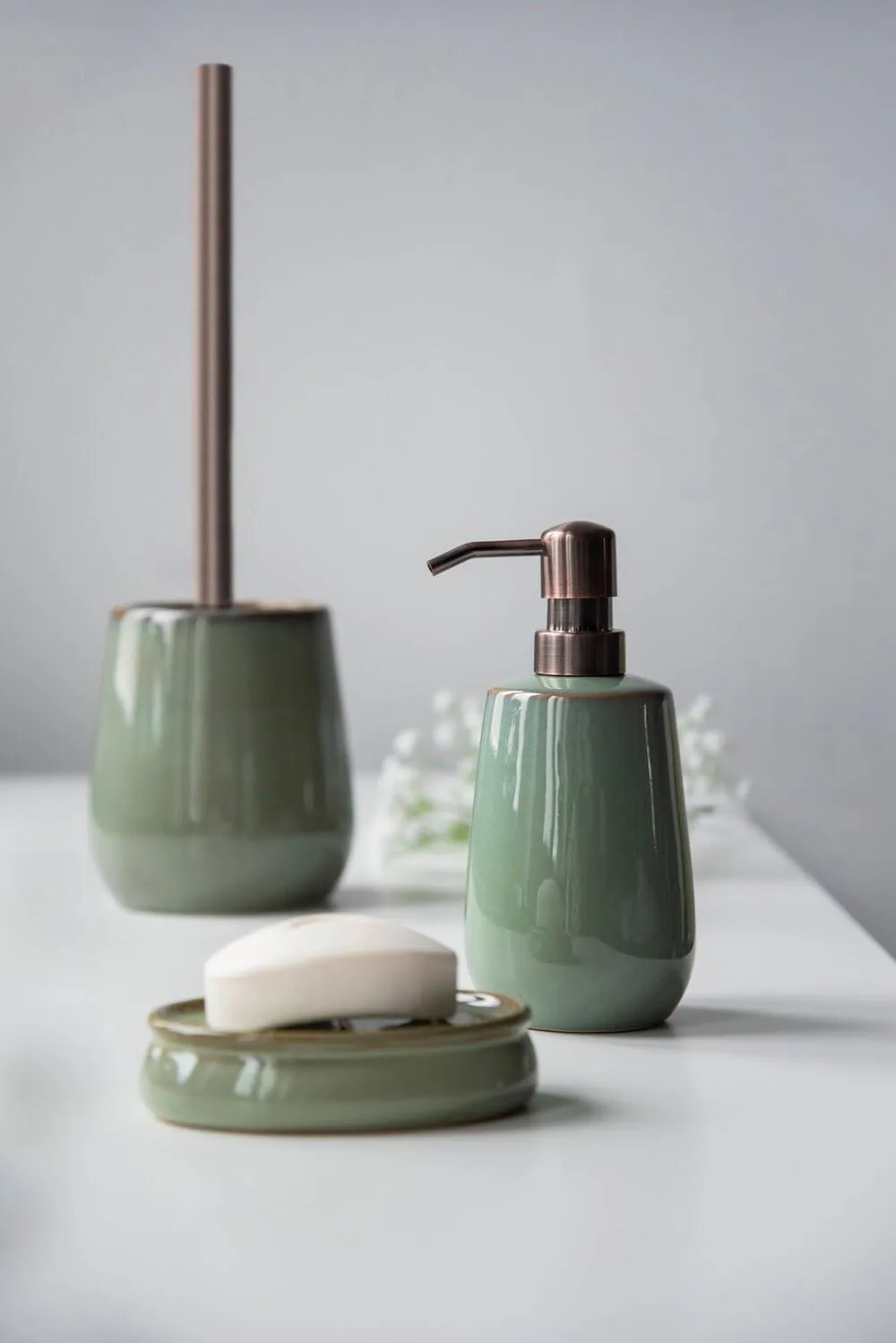 Sirmione Ceramic Soap Dispenser Reactive Green