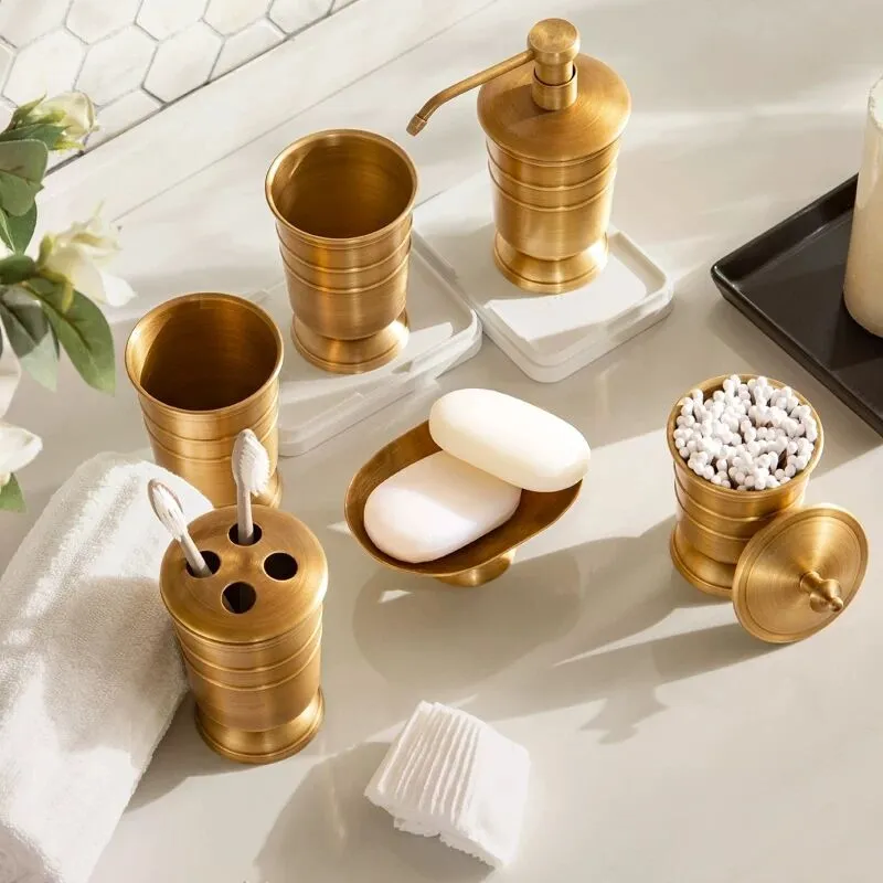 Six Piece Bronze Bathroom Accessories Set