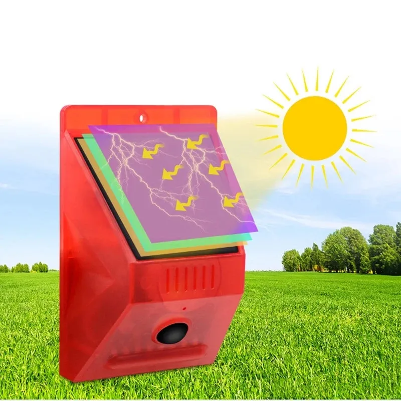 Solar Alarm Lamp with PIR Motion Sensor 433Mhz Remote Controller 120DB Security Alarm Siren Strob