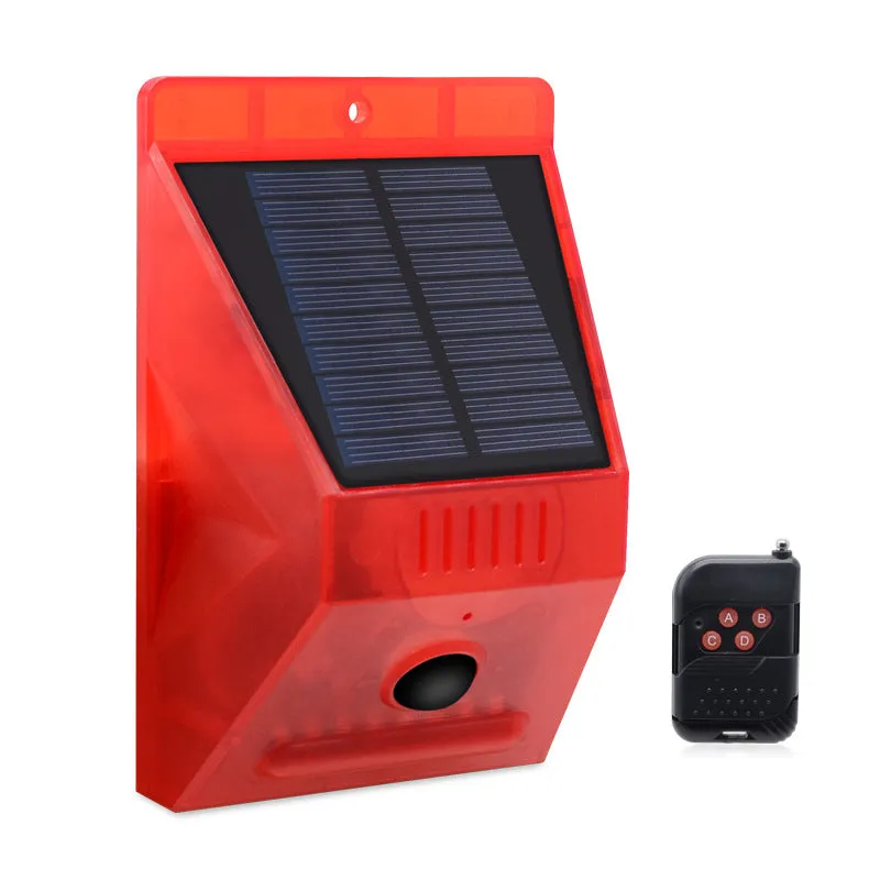 Solar Alarm Lamp with PIR Motion Sensor 433Mhz Remote Controller 120DB Security Alarm Siren Strob