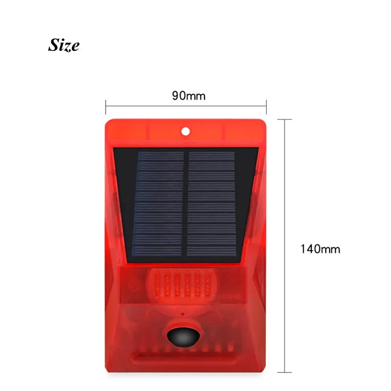 Solar Alarm Lamp with PIR Motion Sensor 433Mhz Remote Controller 120DB Security Alarm Siren Strob