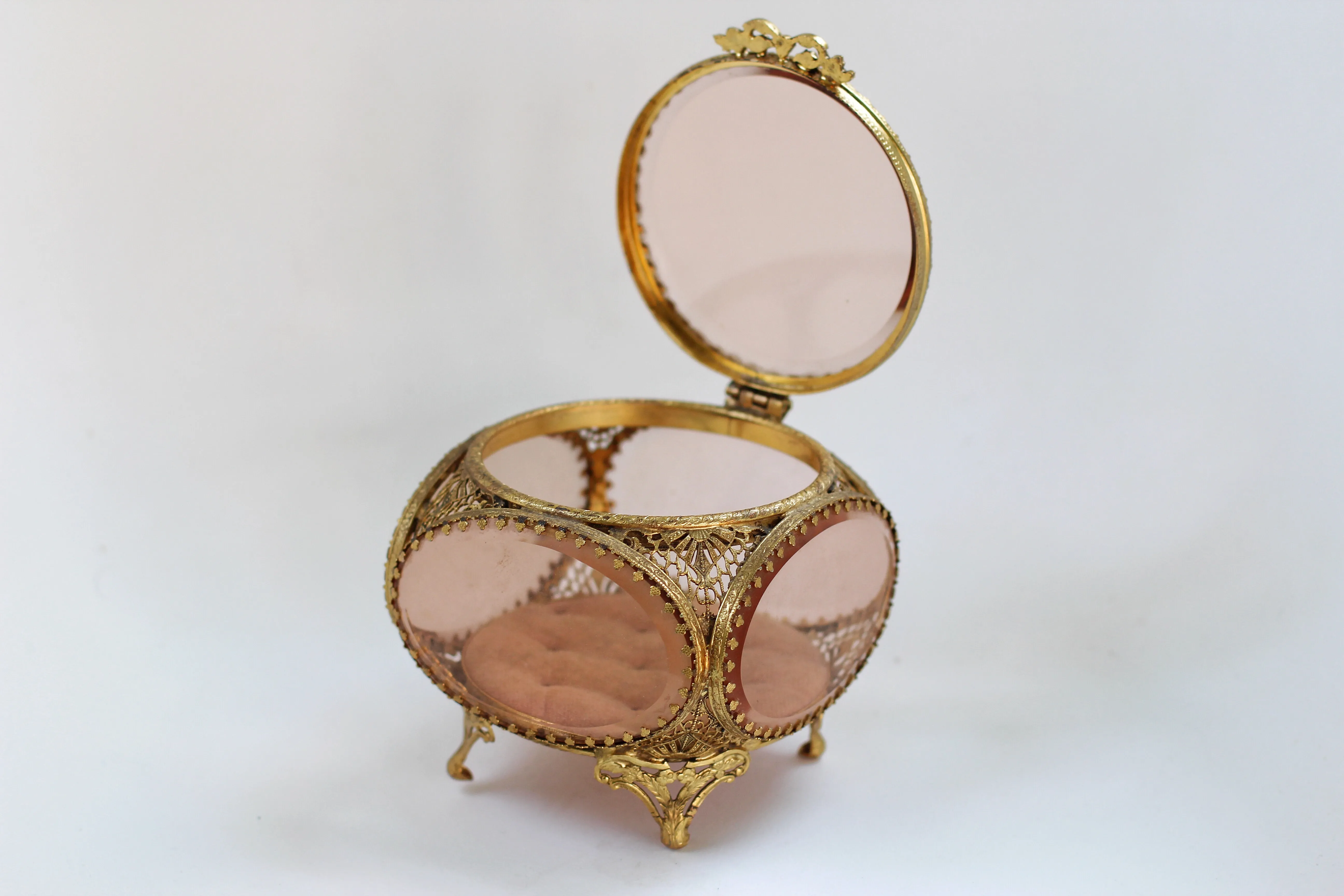 Stylbuilt Amber Tinted French Victorian Jewelry Box