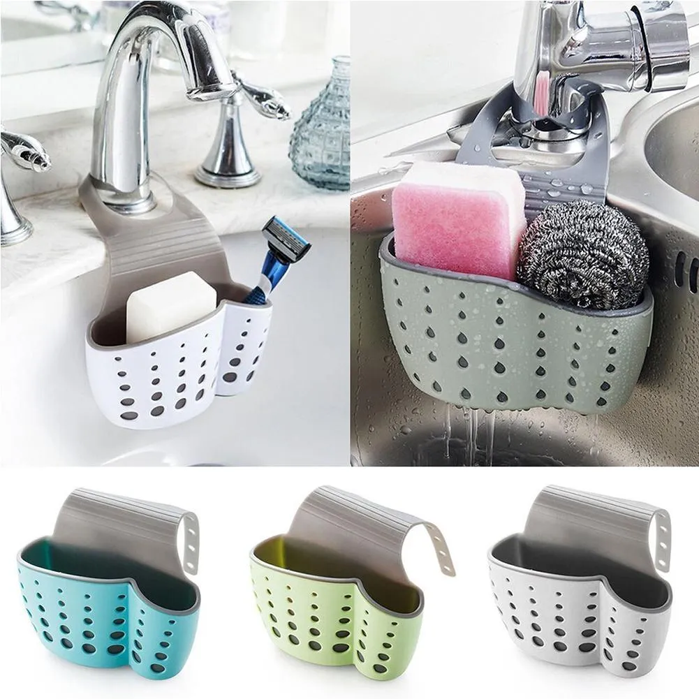 Suction Cup Sink Shelf Soap Sponge Drain Rack Bathroom Sucker Storage Holder Kitchen Storage Organizer Tool