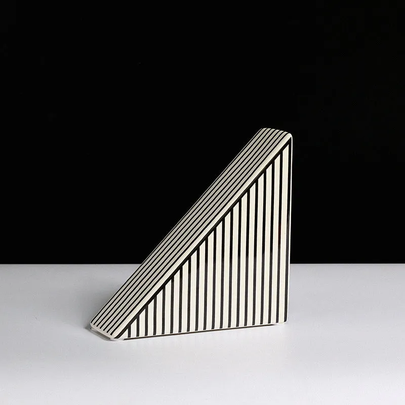 The Saint-Étienne | Modern Black and White Striped Ceramic Ornament Vase