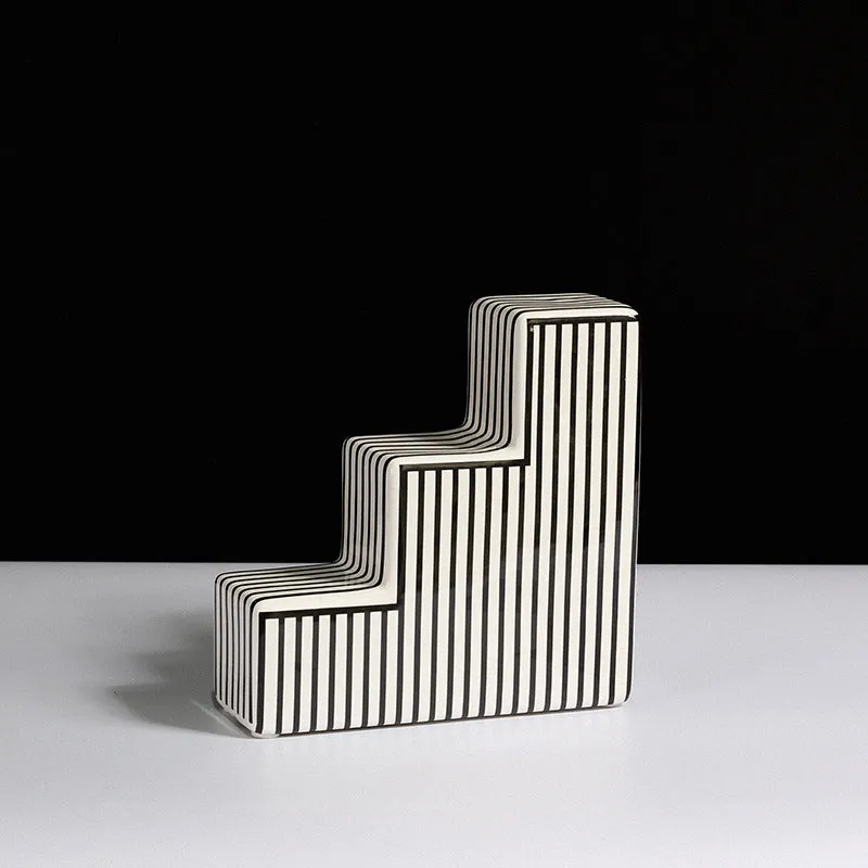 The Saint-Étienne | Modern Black and White Striped Ceramic Ornament Vase