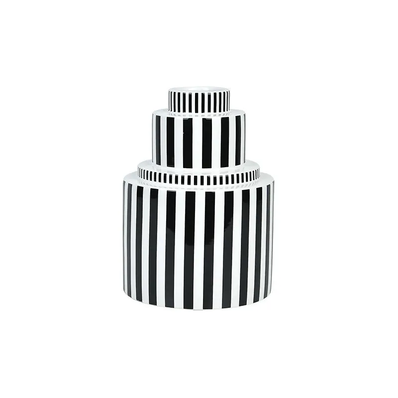 The Saint-Étienne | Modern Black and White Striped Ceramic Ornament Vase