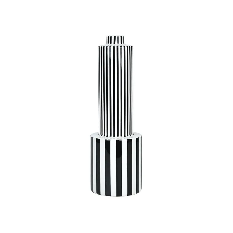 The Saint-Étienne | Modern Black and White Striped Ceramic Ornament Vase