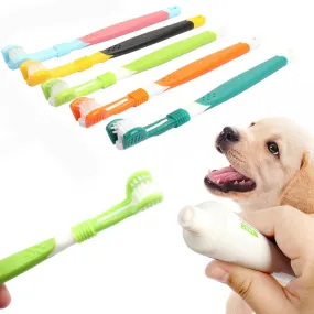 Three-Sided Pet Toothbrush for Effective Teeth Cleaning