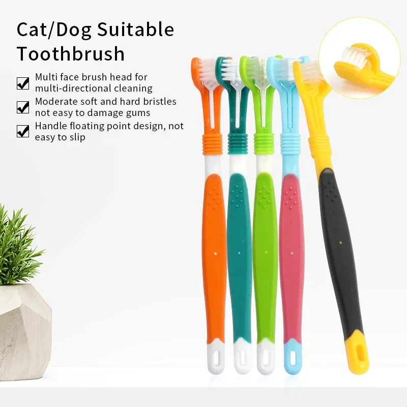 Three-Sided Pet Toothbrush for Effective Teeth Cleaning