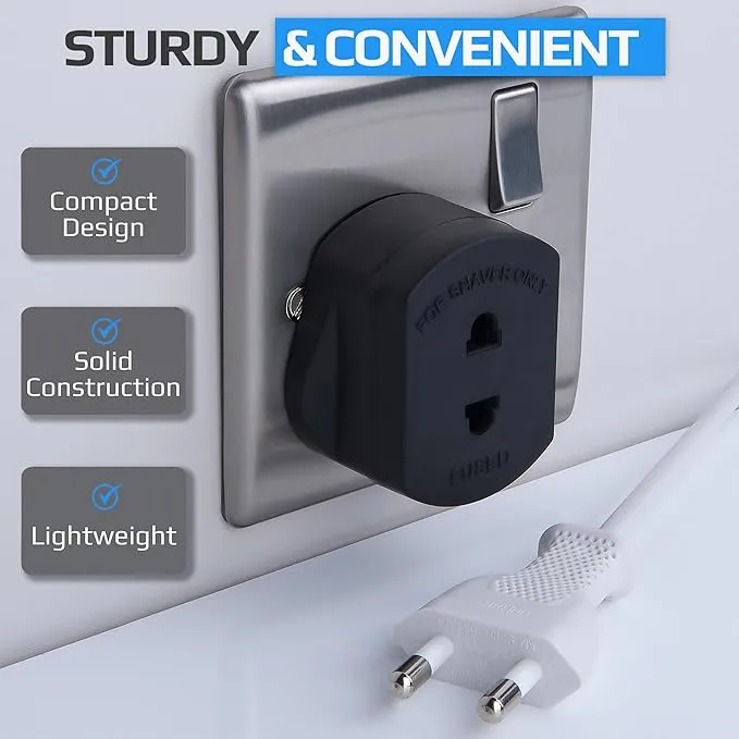 Toothbrush Adaptor Plug UK Charger Adapter Shaver Socket 2 Pin to 3 Pin Electric Converter for Razor Plugs Bathroom Two to Three Prong Charging Tooth Brush Plugs Adapters Electrical Shaving