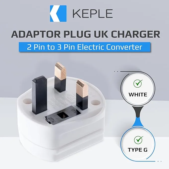 Toothbrush Adaptor Plug UK Charger Adapter Shaver Socket 2 Pin to 3 Pin Electric Converter for Razor Plugs Bathroom Two to Three Prong Charging Tooth Brush Plugs Adapters Electrical Shaving