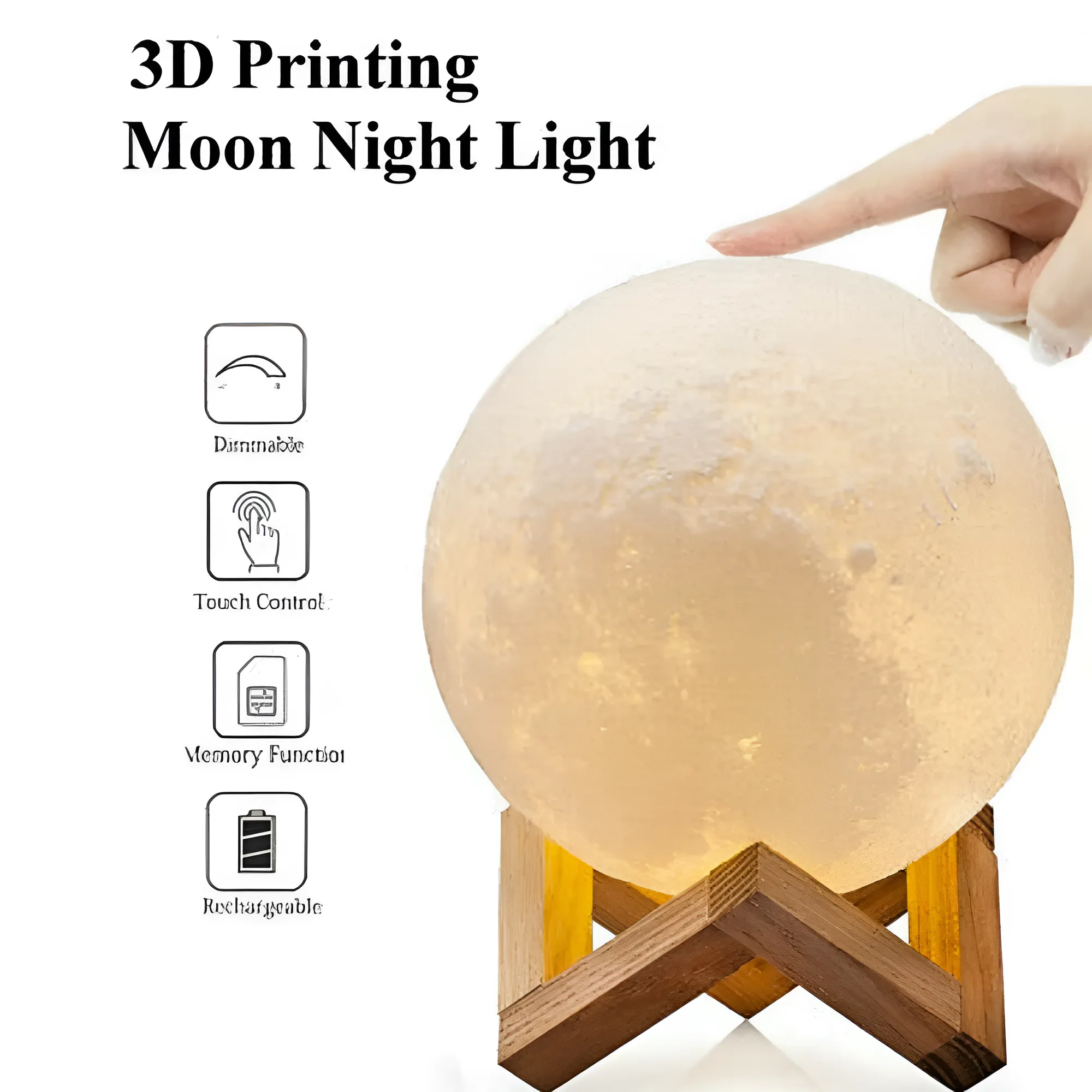 Touch Control 16 Colors Moon Lamp with Remote Control