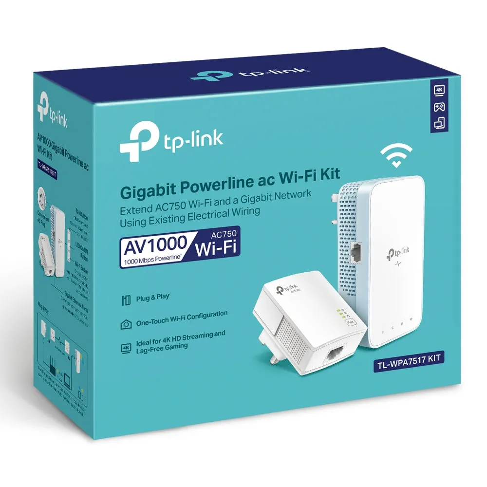 TP-Link TL-WPA7517 KIT AV1000 Gigabit Powerline AC1200 Wi-Fi Kit