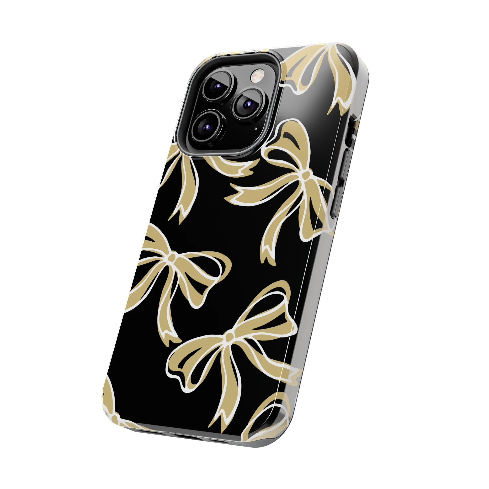 Trendy Bow Phone Case, Bed Party Bow Iphone case, Bow Phone Case, - Black and Gold, UC Boulder, UCF, Wake Forest