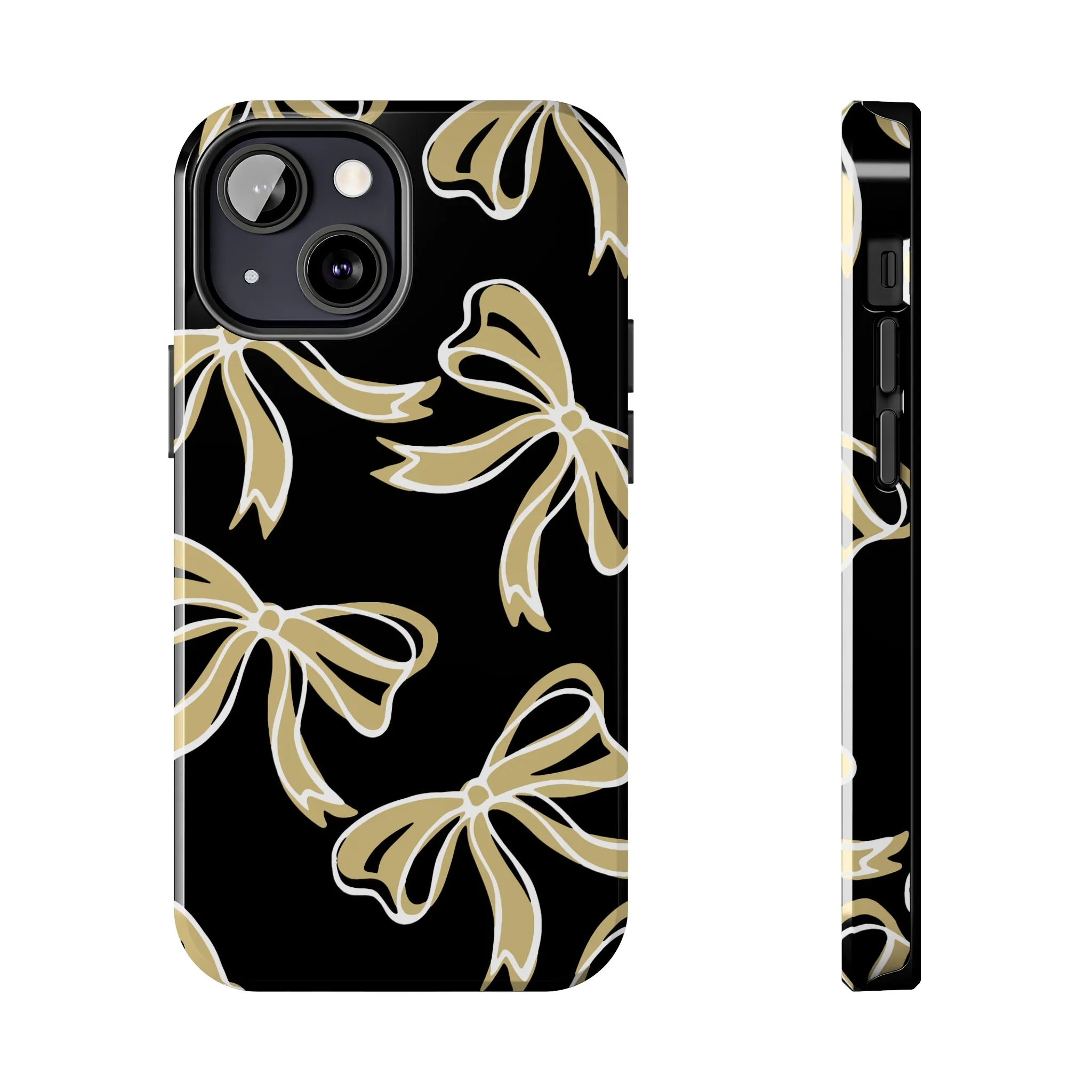 Trendy Bow Phone Case, Bed Party Bow Iphone case, Bow Phone Case, - Black and Gold, UC Boulder, UCF, Wake Forest