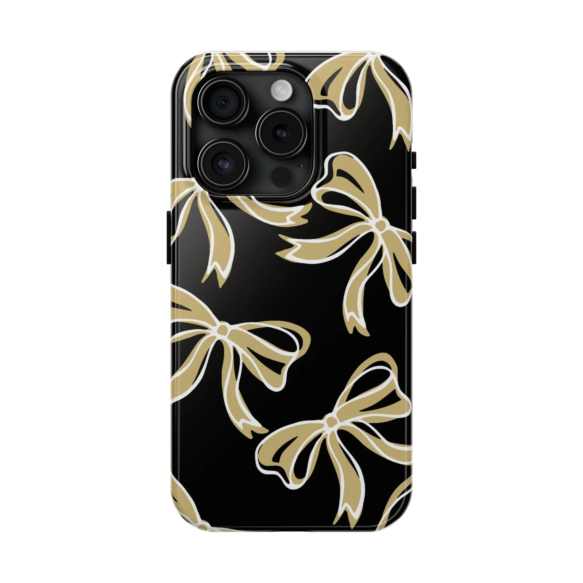 Trendy Bow Phone Case, Bed Party Bow Iphone case, Bow Phone Case, - Black and Gold, UC Boulder, UCF, Wake Forest